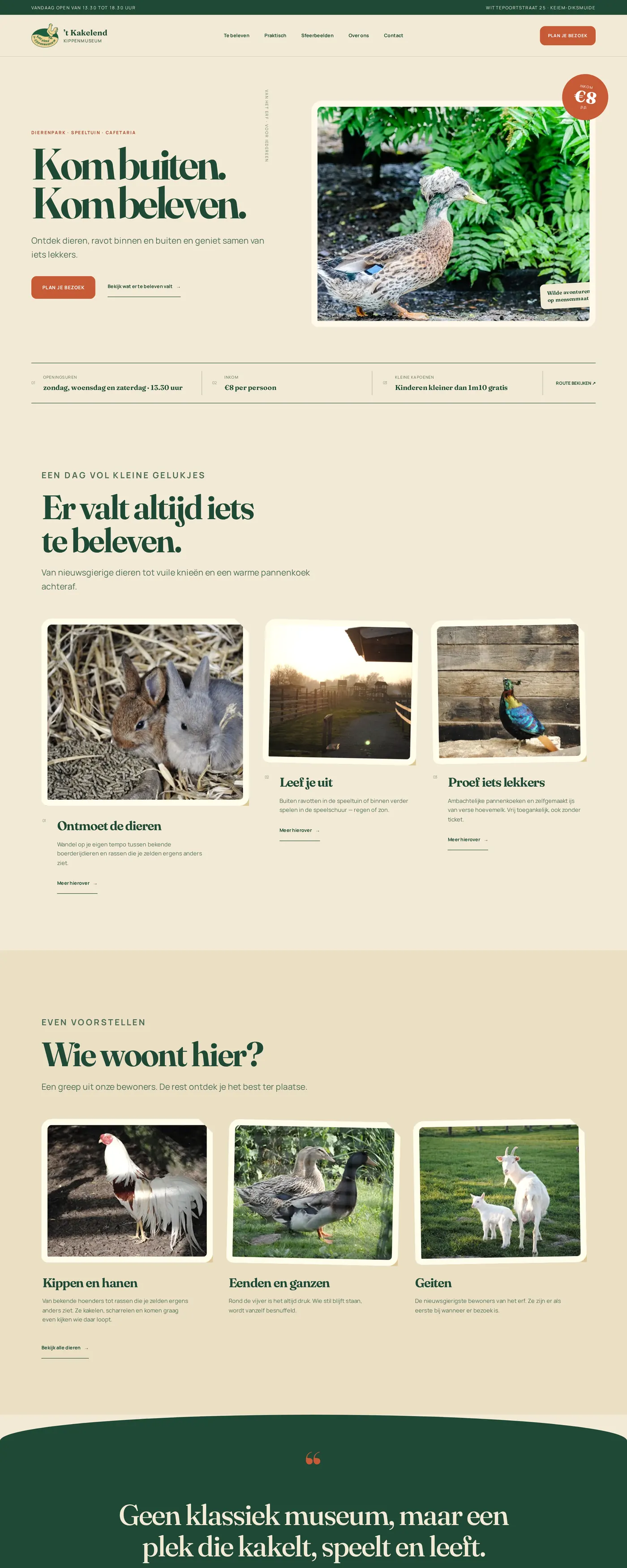 Schermafbeelding van de website van ’t Kakelend Kippenmuseum