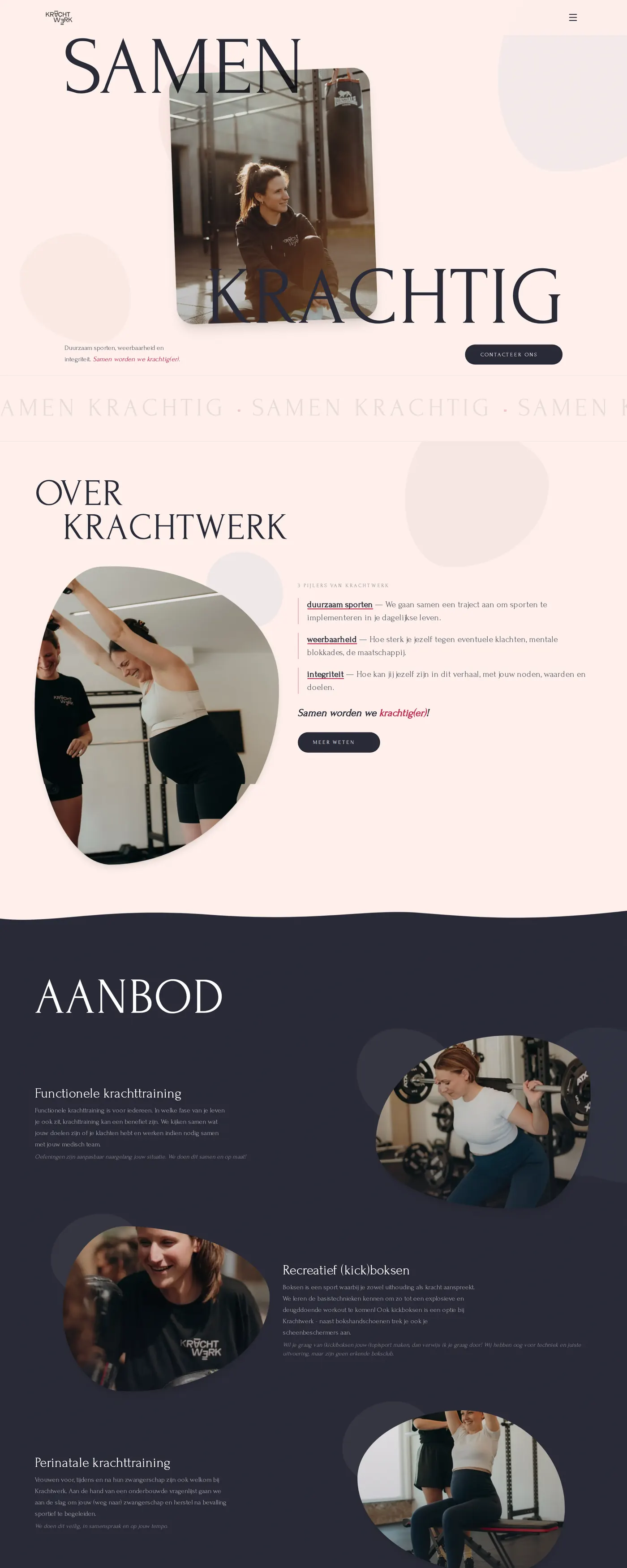 Schermafbeelding van de website van Krachtwerk