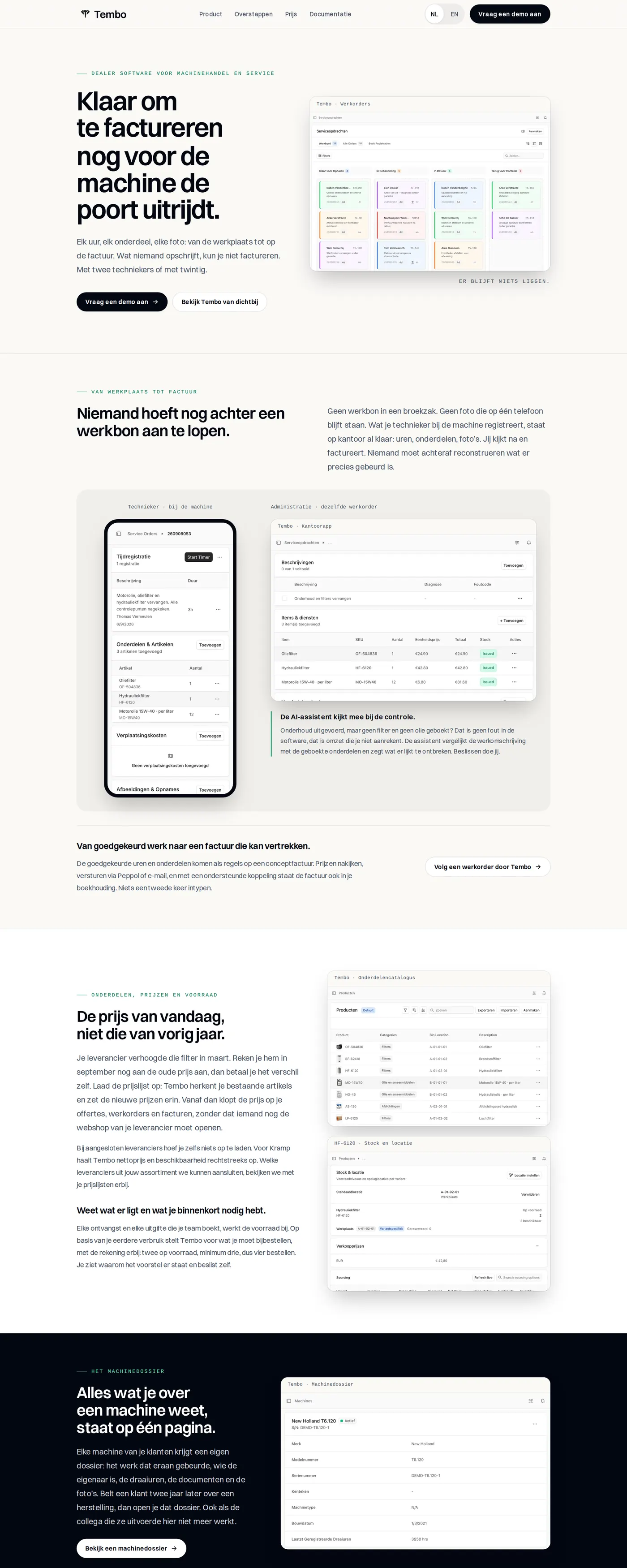 Schermafbeelding van de website van Tembo