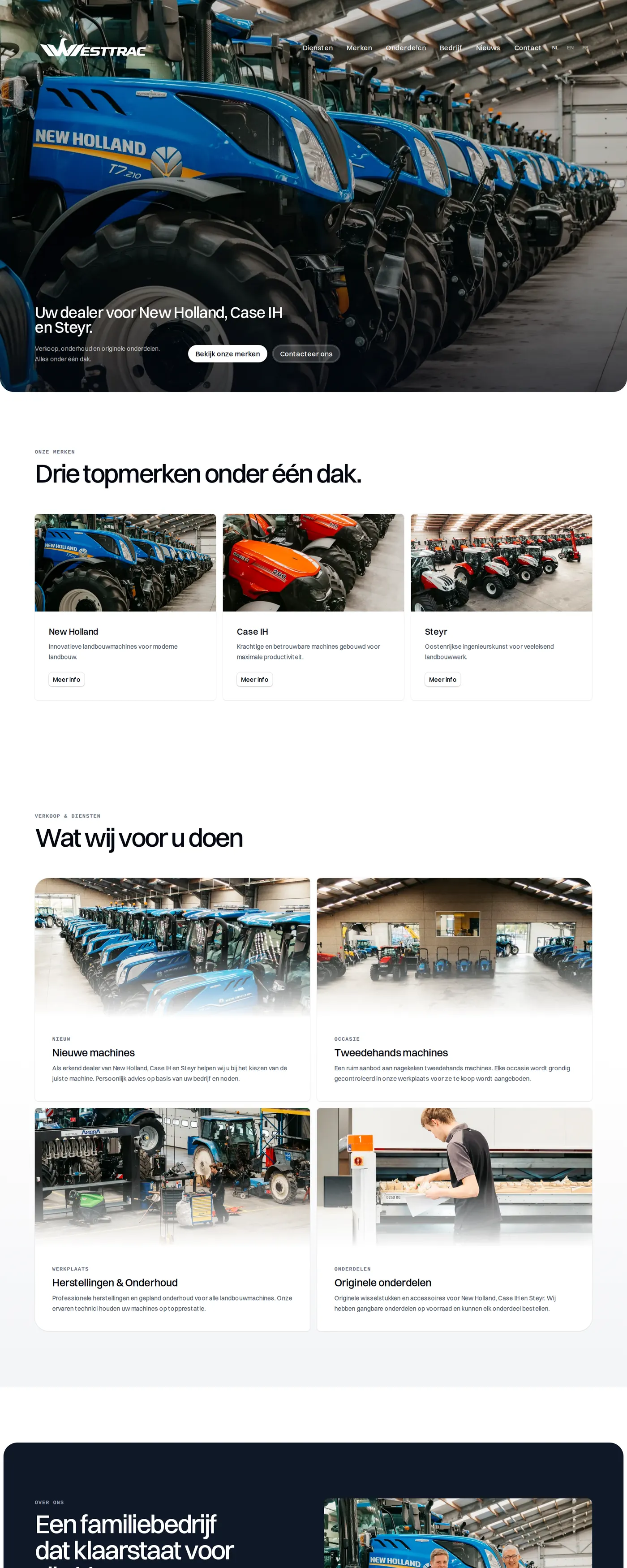 Schermafbeelding van de website van Westtrac