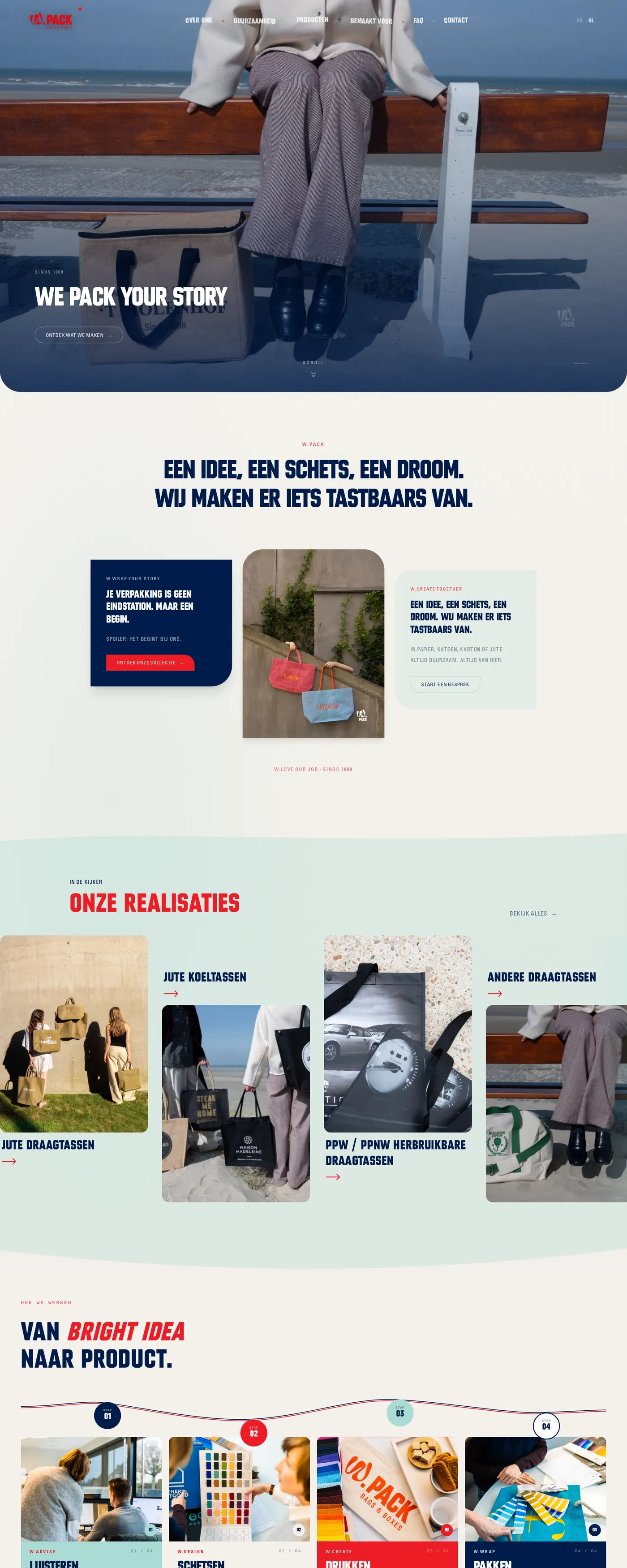 Schermafbeelding van de website van W-Pack